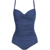 Ekouaer Women’s One Piece Swimsuit Ruched Tummy Control Bathing Suits Vintage Retro Push Up Swimwear(Navy)