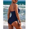 Ekouaer Women’s One Piece Swimsuit Ruched Tummy Control Bathing Suits Vintage Retro Push Up Swimwear(Navy Blue)