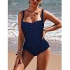 Ekouaer Women’s One Piece Swimsuit Ruched Tummy Control Bathing Suits Vintage Retro Push Up Swimwear(Navy Blue)