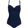 Ekouaer Women’s One Piece Swimsuit Ruched Tummy Control Bathing Suits Vintage Retro Push Up Swimwear(Navy Blue)