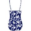 Ekouaer Women’s One Piece Swimsuit Ruched Tummy Control Bathing Suits Vintage Retro Push Up Swimwear(Navy White Leaves)