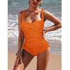 Ekouaer Women’s One Piece Swimsuit Ruched Tummy Control Bathing Suits Vintage Retro Push Up Swimwear(Orange)