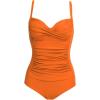 Ekouaer Women’s One Piece Swimsuit Ruched Tummy Control Bathing Suits Vintage Retro Push Up Swimwear(Orange)