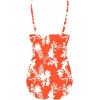 Ekouaer Women’s One Piece Swimsuit Ruched Tummy Control Bathing Suits Vintage Retro Push Up Swimwear(Orange Floral)