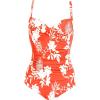 Ekouaer Women’s One Piece Swimsuit Ruched Tummy Control Bathing Suits Vintage Retro Push Up Swimwear(Orange Floral)