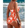 Ekouaer Women’s One Piece Swimsuit Ruched Tummy Control Bathing Suits Vintage Retro Push Up Swimwear(Orange Floral)