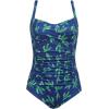 Ekouaer Women’s One Piece Swimsuit Ruched Tummy Control Bathing Suits Vintage Retro Push Up Swimwear(Pat2 Blue Green Cacti)