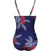 Ekouaer Women’s One Piece Swimsuit Ruched Tummy Control Bathing Suits Vintage Retro Push Up Swimwear(Pat4 Blue White Leaves)