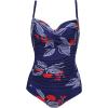 Ekouaer Women’s One Piece Swimsuit Ruched Tummy Control Bathing Suits Vintage Retro Push Up Swimwear(Pat4 Blue White Leaves)