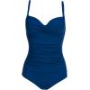 Ekouaer Women’s One Piece Swimsuit Ruched Tummy Control Bathing Suits Vintage Retro Push Up Swimwear(Peacock Blue)
