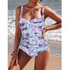 Ekouaer Women’s One Piece Swimsuit Ruched Tummy Control Bathing Suits Vintage Retro Push Up Swimwear(Purple Flower)
