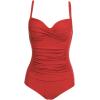 Ekouaer Women’s One Piece Swimsuit Ruched Tummy Control Bathing Suits Vintage Retro Push Up Swimwear(Red)