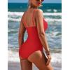 Ekouaer Women’s One Piece Swimsuit Ruched Tummy Control Bathing Suits Vintage Retro Push Up Swimwear(Red)