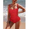 Ekouaer Women’s One Piece Swimsuit Ruched Tummy Control Bathing Suits Vintage Retro Push Up Swimwear(Red)