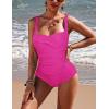 Ekouaer Women’s One Piece Swimsuit Ruched Tummy Control Bathing Suits Vintage Retro Push Up Swimwear(Rose Red)