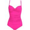 Ekouaer Women’s One Piece Swimsuit Ruched Tummy Control Bathing Suits Vintage Retro Push Up Swimwear(Rose Red)