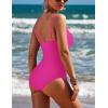 Ekouaer Women’s One Piece Swimsuit Ruched Tummy Control Bathing Suits Vintage Retro Push Up Swimwear(Rose Red)