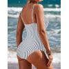 Ekouaer Women’s One Piece Swimsuit Ruched Tummy Control Bathing Suits Vintage Retro Push Up Swimwear(Vertical Stripes)