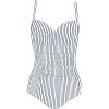 Ekouaer Women’s One Piece Swimsuit Ruched Tummy Control Bathing Suits Vintage Retro Push Up Swimwear(Vertical Stripes)