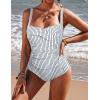 Ekouaer Women’s One Piece Swimsuit Ruched Tummy Control Bathing Suits Vintage Retro Push Up Swimwear(Vertical Stripes)