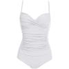 Ekouaer Women’s One Piece Swimsuit Ruched Tummy Control Bathing Suits Vintage Retro Push Up Swimwear(White)