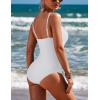 Ekouaer Women’s One Piece Swimsuit Ruched Tummy Control Bathing Suits Vintage Retro Push Up Swimwear(White)
