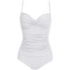 Ekouaer Women’s One Piece Swimsuit Ruched Tummy Control Bathing Suits Vintage Retro Push Up Swimwear(White)