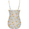 Ekouaer Women’s One Piece Swimsuit Ruched Tummy Control Bathing Suits Vintage Retro Push Up Swimwear(White Blue Leaves)