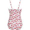 Ekouaer Women’s One Piece Swimsuit Ruched Tummy Control Bathing Suits Vintage Retro Push Up Swimwear(White Cherry)