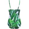 Ekouaer Women’s One Piece Swimsuit Ruched Tummy Control Bathing Suits Vintage Retro Push Up Swimwear(White Leaves)