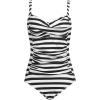 Ekouaer Women’s One Piece Swimsuit Ruched Tummy Control Bathing Suits Vintage Retro Push Up Swimwear(White&black Striped)