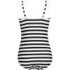 Ekouaer Women’s One Piece Swimsuit Ruched Tummy Control Bathing Suits Vintage Retro Push Up Swimwear(White&black Striped)