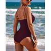Ekouaer Women’s One Piece Swimsuit Ruched Tummy Control Bathing Suits Vintage Retro Push Up Swimwear(Wine Red)