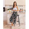 Ekouaer Womens Pajama Pants Wide Leg Capri Yoga Pants Lounge Comfy Sleep Pj Bottoms with Pockets(Black Flowers)