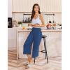 Ekouaer Womens Pajama Pants Wide Leg Capri Yoga Pants Lounge Comfy Sleep Pj Bottoms with Pockets(Blue)