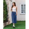 Ekouaer Womens Pajama Pants Wide Leg Capri Yoga Pants Lounge Comfy Sleep Pj Bottoms with Pockets(Blue)