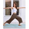Ekouaer Womens Pajama Pants Wide Leg Capri Yoga Pants Lounge Comfy Sleep Pj Bottoms with Pockets(Brownie)