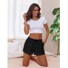 Ekouaer Womens Pajama Shorts Casual Summer Sleep Shorts Cute Printed Lounge Pj Bottoms with Drawstring & Pockets(Black)