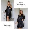 Ekouaer Women’s Satin Robe Set Nightgown with Robes Silk Pajama Set 2 Pieces Lingerie Cowl Neck Cami Sleepwear Sets(Black)