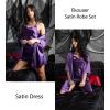Ekouaer Women’s Satin Robe Set Nightgown with Robes Silk Pajama Set 2 Pieces Lingerie Cowl Neck Cami Sleepwear Sets(Deep Purple)