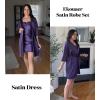 Ekouaer Women’s Satin Robe Set Nightgown with Robes Silk Pajama Set 2 Pieces Lingerie Cowl Neck Cami Sleepwear Sets(Deep Purple)