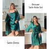 Ekouaer Women’s Satin Robe Set Nightgown with Robes Silk Pajama Set 2 Pieces Lingerie Cowl Neck Cami Sleepwear Sets(Green)