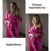 Ekouaer Women’s Satin Robe Set Nightgown with Robes Silk Pajama Set 2 Pieces Lingerie Cowl Neck Cami Sleepwear Sets(Hot Pink)