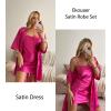Ekouaer Women’s Satin Robe Set Nightgown with Robes Silk Pajama Set 2 Pieces Lingerie Cowl Neck Cami Sleepwear Sets(Hot Pink)