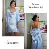 Ekouaer Women’s Satin Robe Set Nightgown with Robes Silk Pajama Set 2 Pieces Lingerie Cowl Neck Cami Sleepwear Sets(Light Blue)