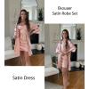 Ekouaer Women’s Satin Robe Set Nightgown with Robes Silk Pajama Set 2 Pieces Lingerie Cowl Neck Cami Sleepwear Sets(Light Pink)