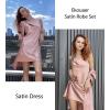 Ekouaer Women’s Satin Robe Set Nightgown with Robes Silk Pajama Set 2 Pieces Lingerie Cowl Neck Cami Sleepwear Sets(Light Pink)