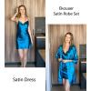 Ekouaer Women’s Satin Robe Set Nightgown with Robes Silk Pajama Set 2 Pieces Lingerie Cowl Neck Cami Sleepwear Sets(Navy Blue)