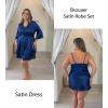 Ekouaer Women’s Satin Robe Set Nightgown with Robes Silk Pajama Set 2 Pieces Lingerie Cowl Neck Cami Sleepwear Sets(Navy Blue)