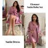 Ekouaer Women’s Satin Robe Set Nightgown with Robes Silk Pajama Set 2 Pieces Lingerie Cowl Neck Cami Sleepwear Sets(Purple Red)